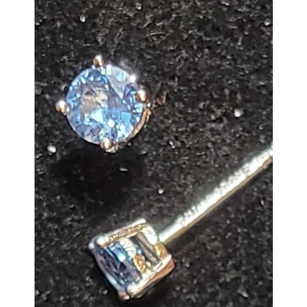 Sterling Silver Blue Cubic Zirconia .925 Petite Stud Earrings 4mm ~ NEW